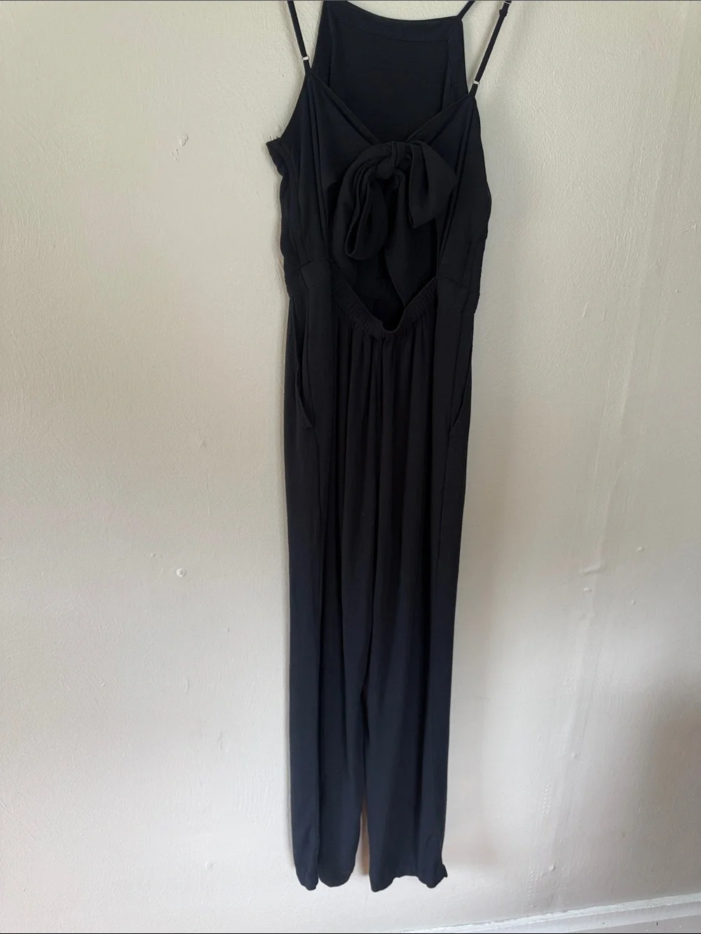 Abercrombie and Fitch Black Spaghetti-Strap tie back Jumpsuit - Women's small